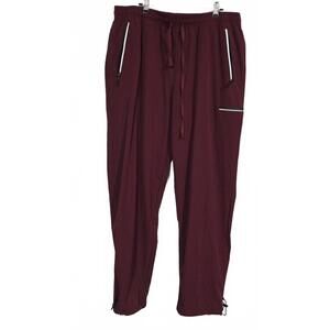 Men's Burgundy Jogger Pants with Reflective Zipper Pockets